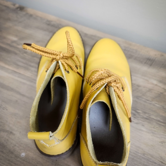 Yellow Leather Lace-Up Desert Boots - Picture 3 of 6